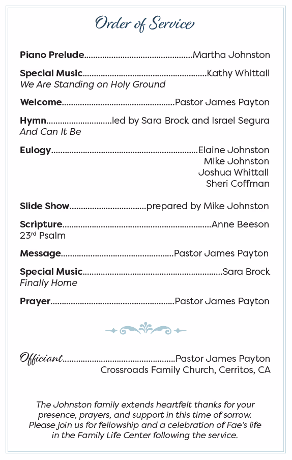 Memorial order of service